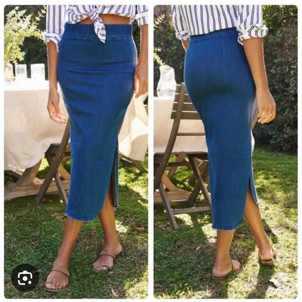 Frank & Eileen Donegal Denim Midi Pencil Skirt - Size 4 - EUC